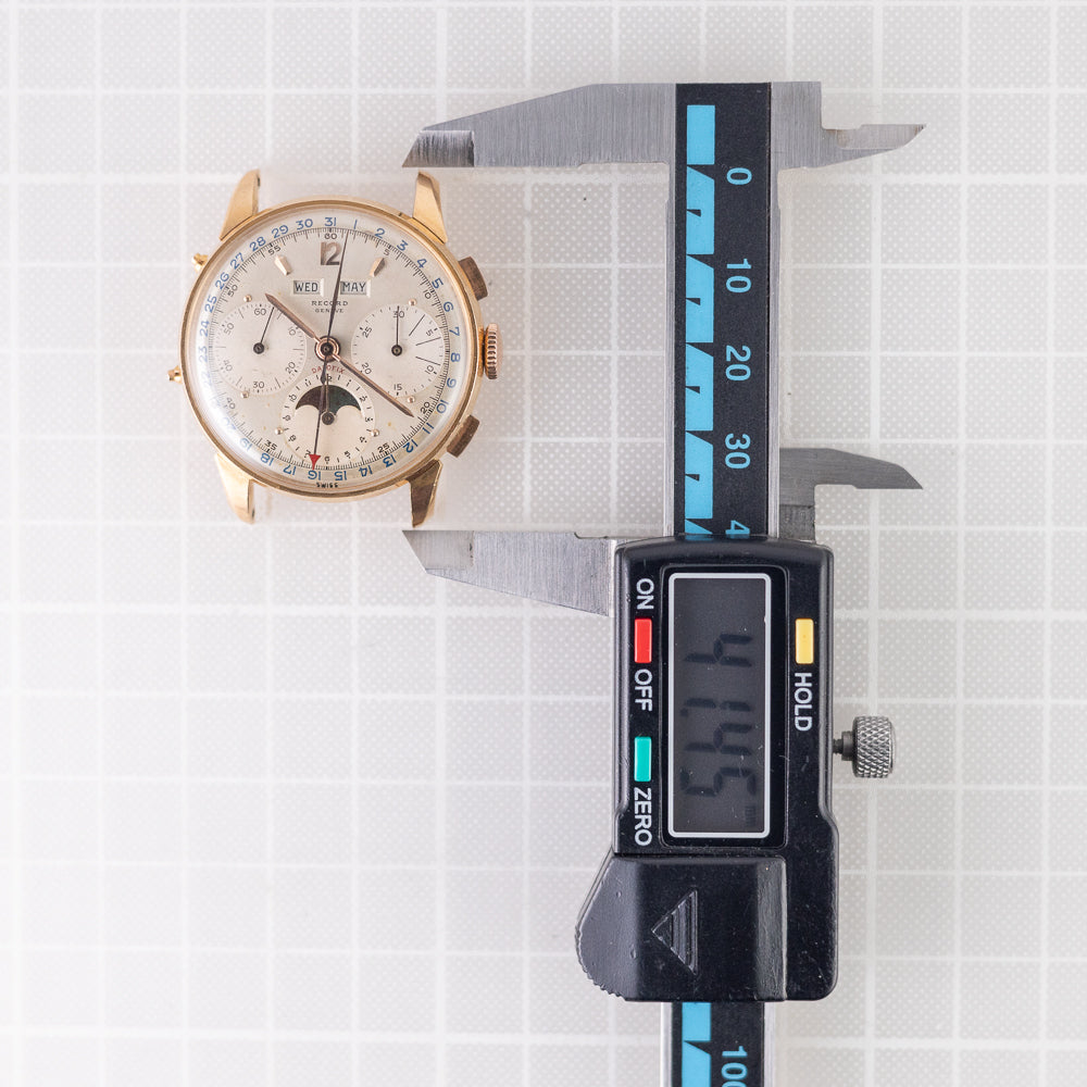 RECORD Valjoux 88 Triple Calendar Moon Phase Chronograph in 18K Rose Gold