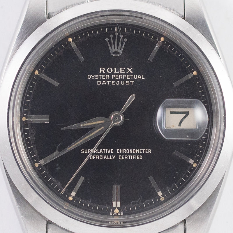 ROLEX DATEJUST Ref.1600 Glossy Black Gilt Dial