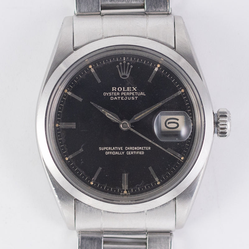 ROLEX DATEJUST Ref.1600 Glossy Black Gilt Dial