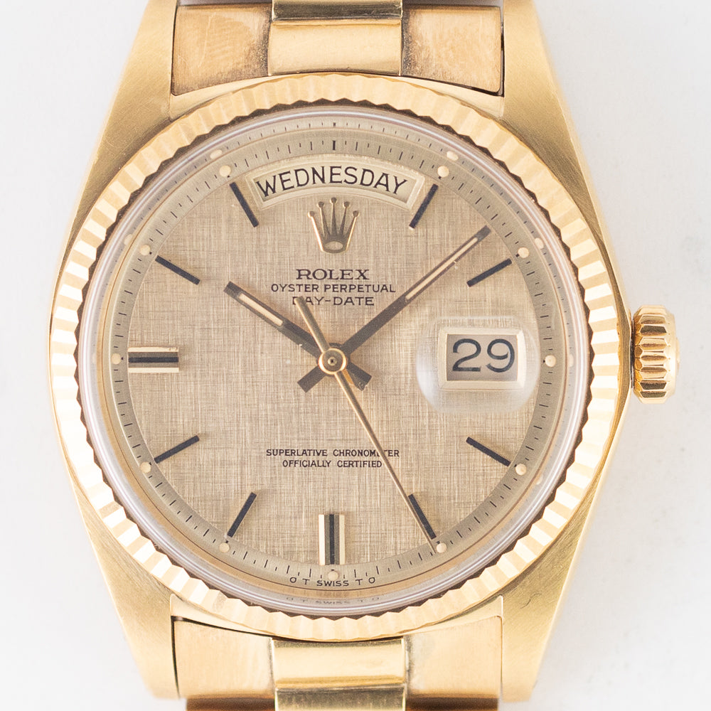 ROLEX DAY-DATE Ref.1803 Linen with BOX and Double Warranty Papers