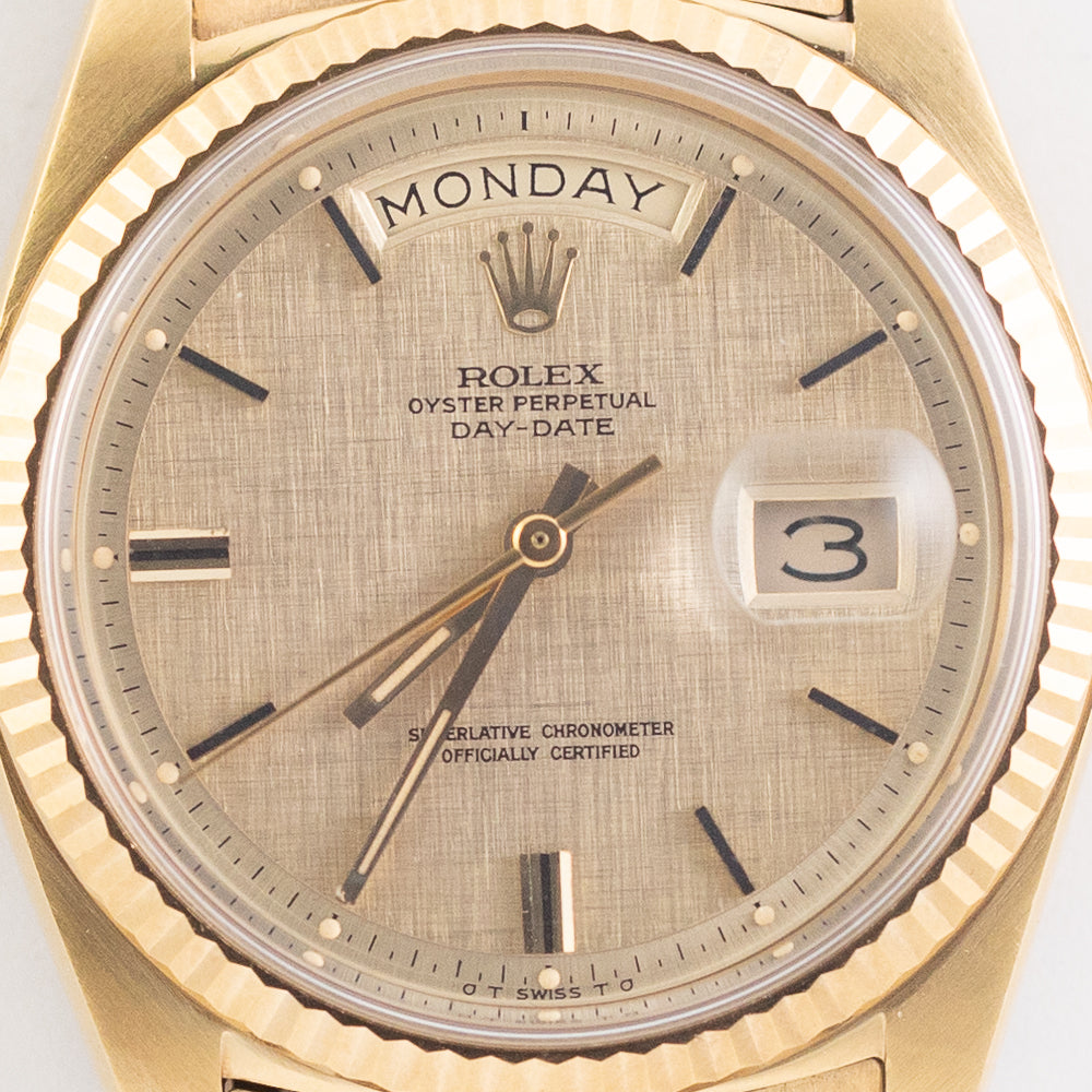 ROLEX DAY-DATE Ref.1803 Linen with BOX and Double Warranty Papers