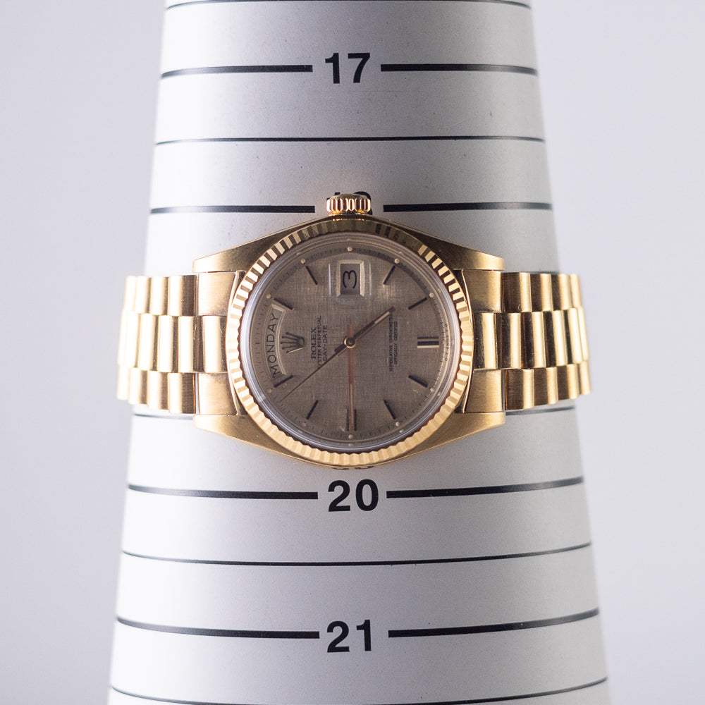 ROLEX DAY-DATE Ref.1803 Linen with BOX and Double Warranty Papers