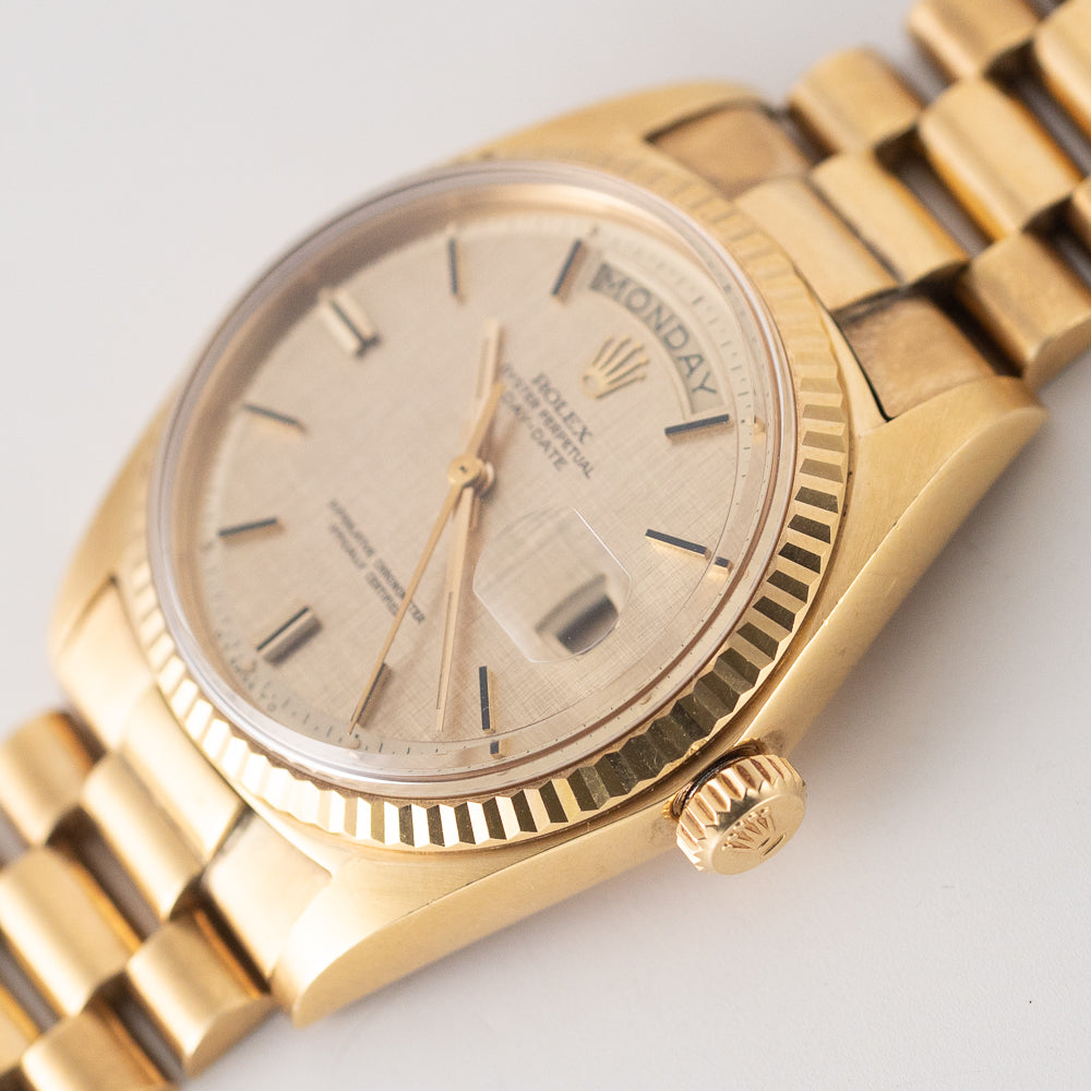 ROLEX DAY-DATE Ref.1803 Linen with BOX and Double Warranty Papers