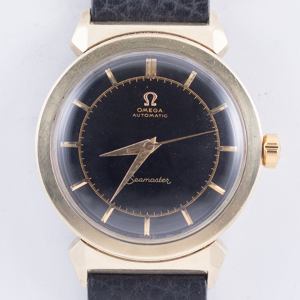 OMEGA Seamaster Ref.14350-2SC Hooded Lugs Black Gilt Dial Bumper