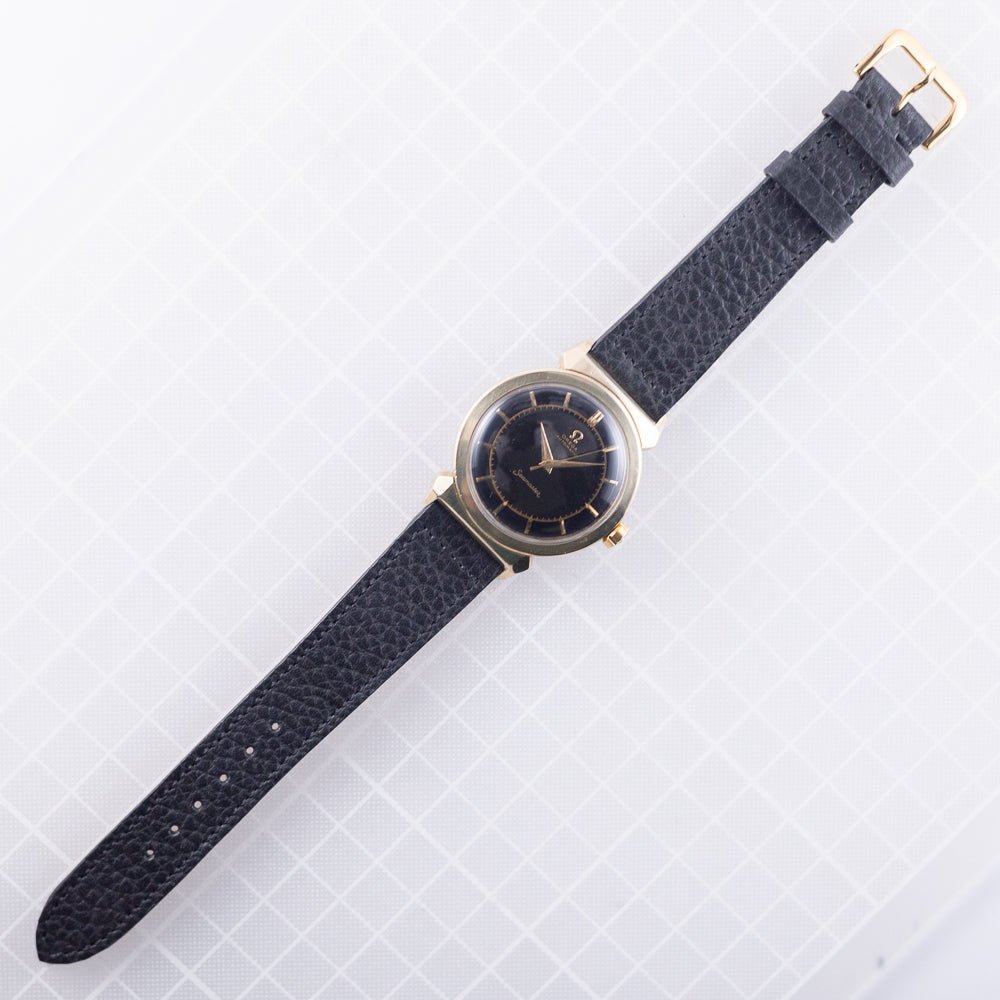 OMEGA Seamaster Ref.14350-2SC Hooded Lugs Black Gilt Dial Bumper
