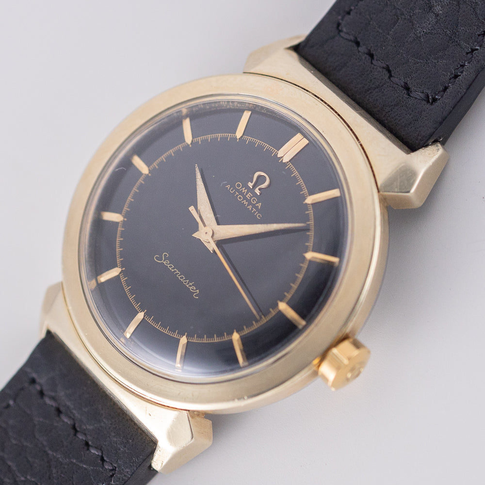 OMEGA Seamaster Ref.14350-2SC Hooded Lugs Black Gilt Dial Bumper