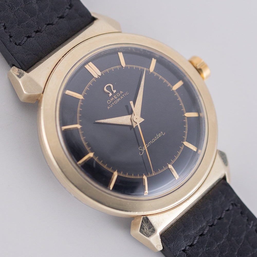 OMEGA Seamaster Ref.14350-2SC Hooded Lugs Black Gilt Dial Bumper