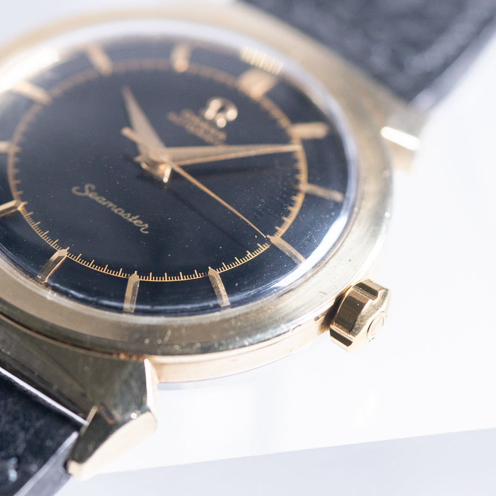 OMEGA Seamaster Ref.14350-2SC Hooded Lugs Black Gilt Dial Bumper