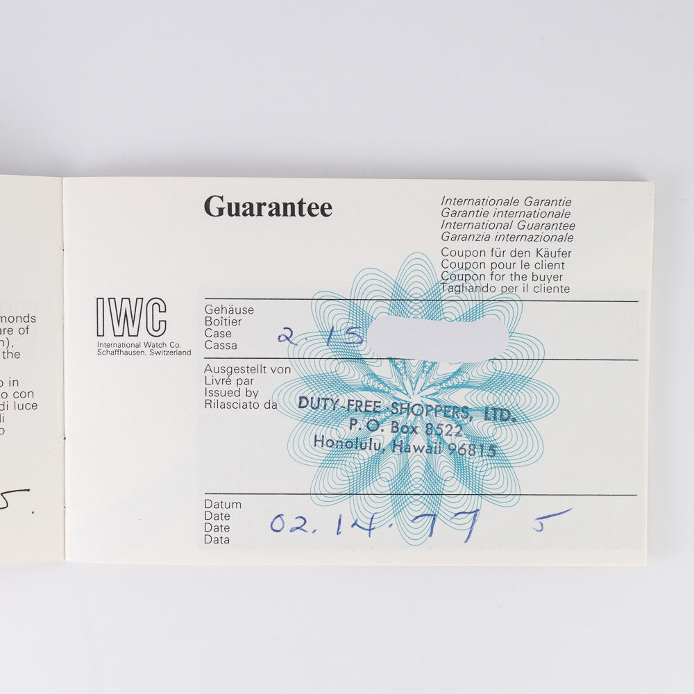 IWC Cal.89 Box and Warranty Paper