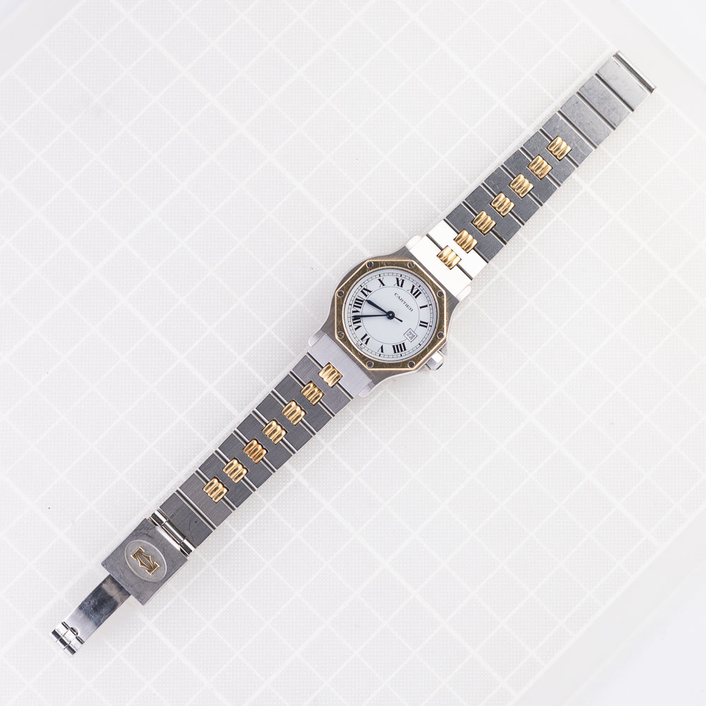 CARTIER LM SANTOS OCTAGON Automatic Ref.2966 Godron Bracelet