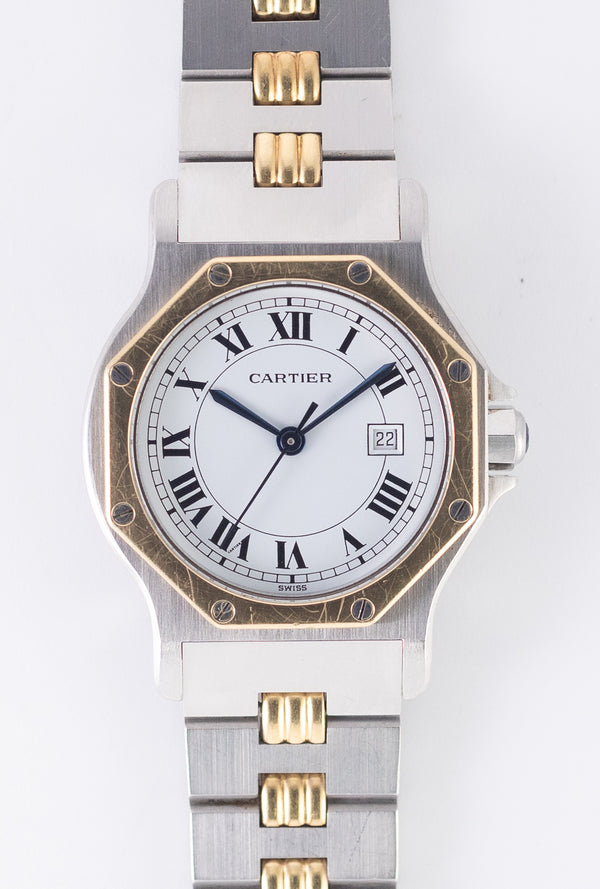 CARTIER LM SANTOS OCTAGON Automatic Ref.2966 Godron Bracelet