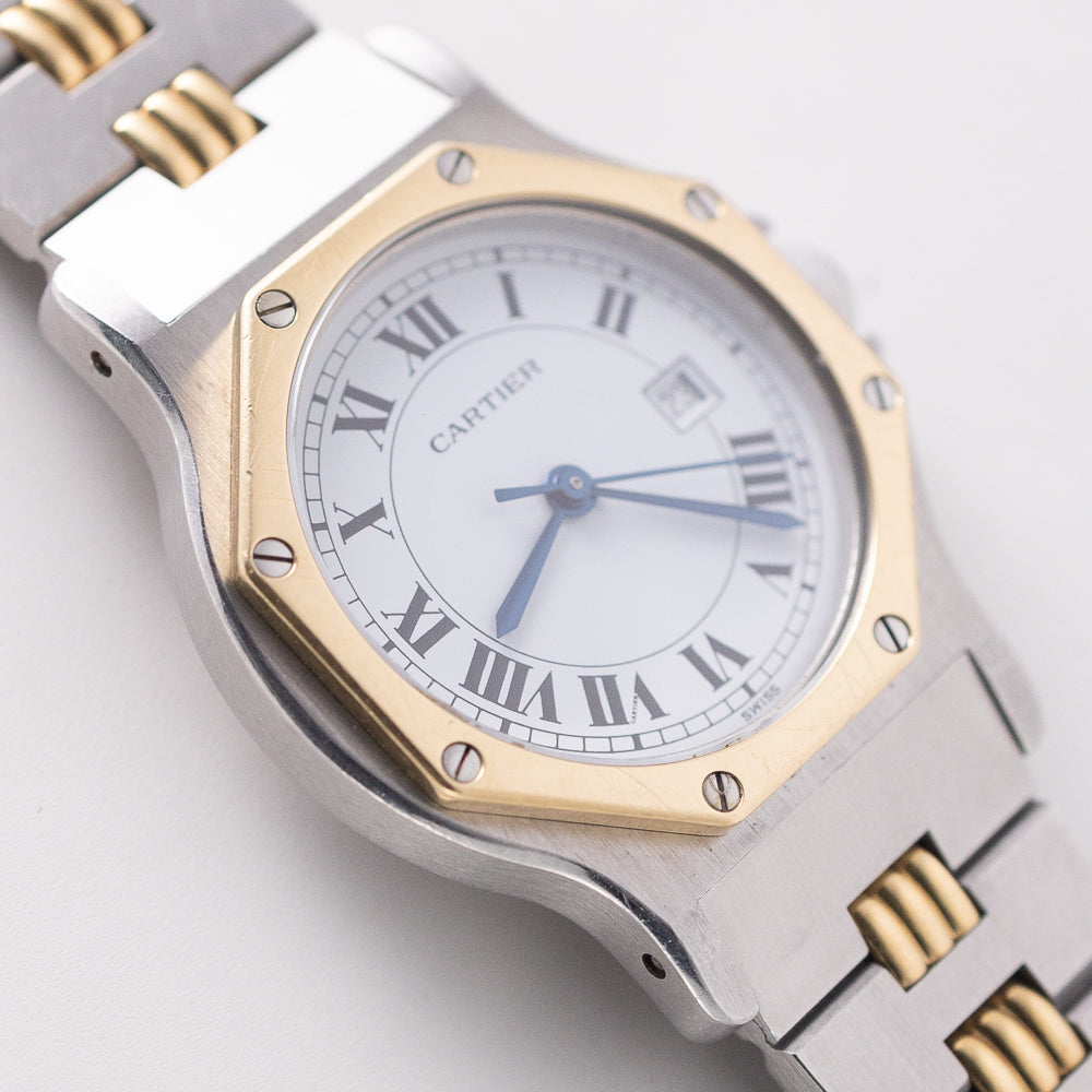 CARTIER LM SANTOS OCTAGON Automatic Ref.2966 Godron Bracelet