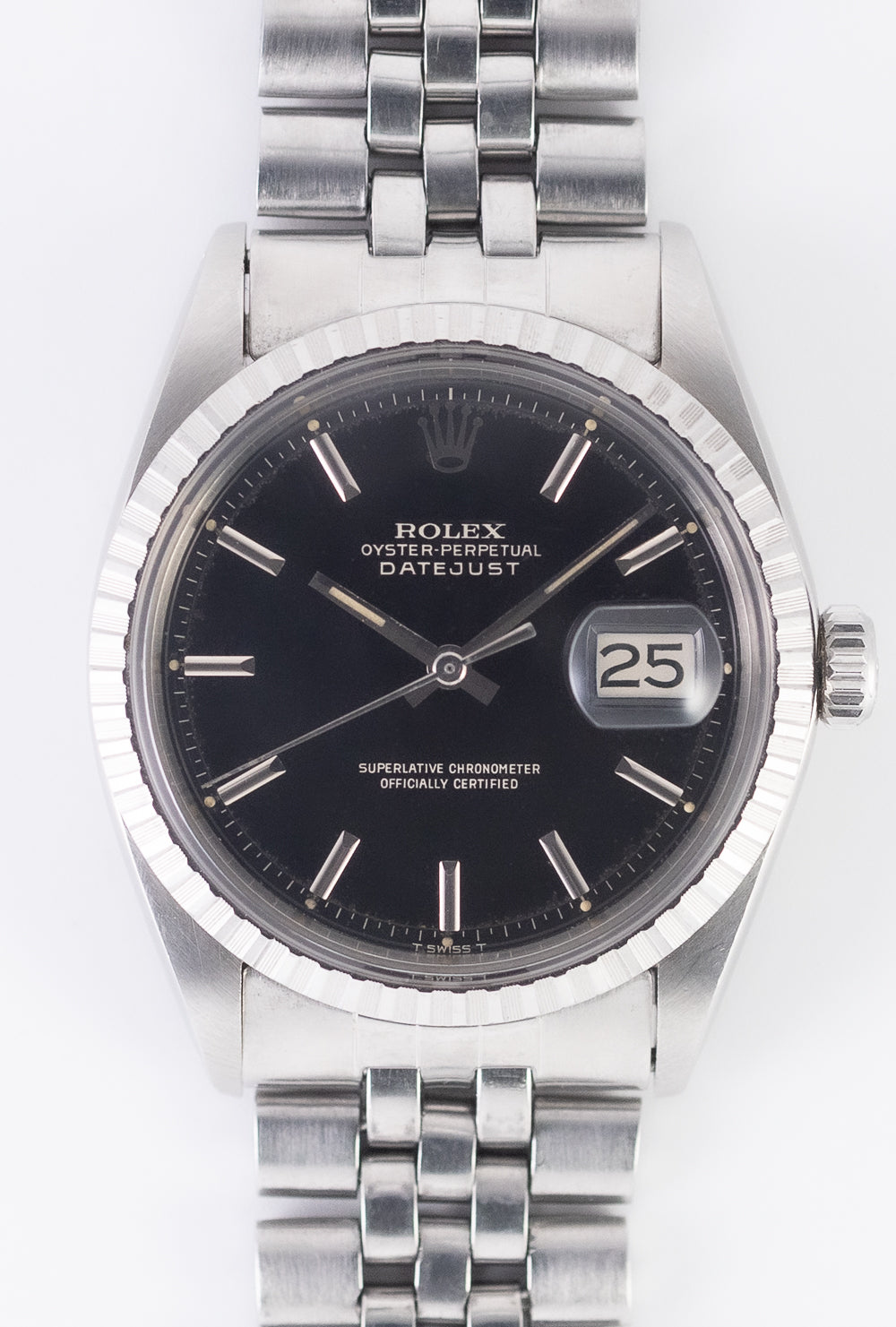 ROLEX DATEJUST Ref.1603 Glossy Black Gilt Dial