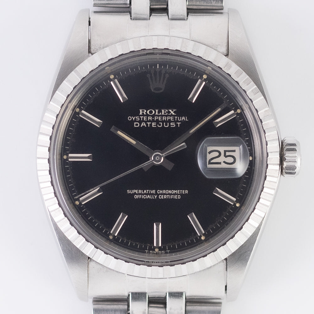 ROLEX DATEJUST Ref.1603 Glossy Black Gilt Dial
