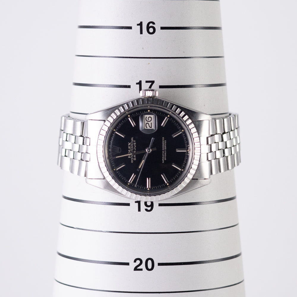 ROLEX DATEJUST Ref.1603 Glossy Black Gilt Dial