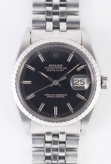 ROLEX DATEJUST Ref.1603 Glossy Black Gilt Dial