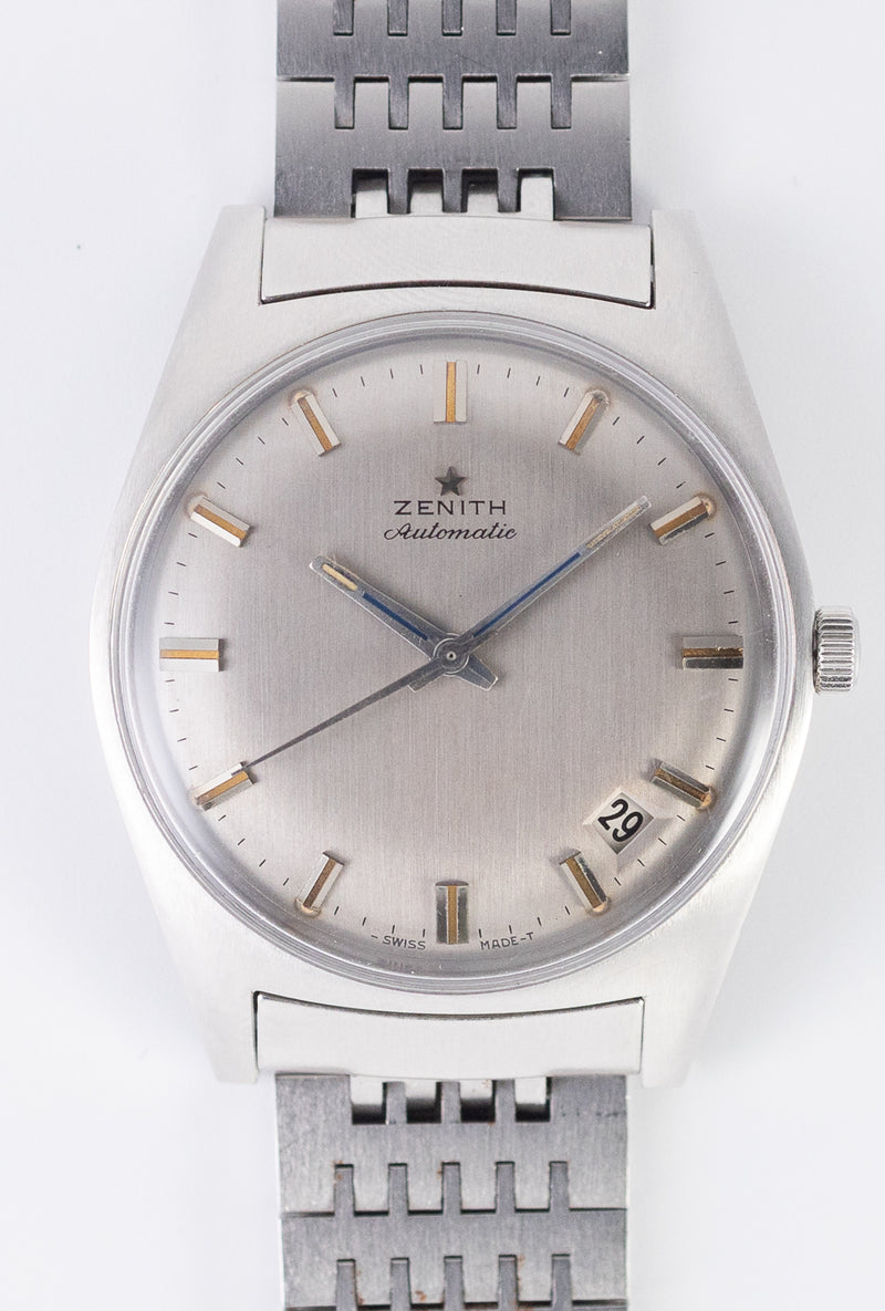 ZENITH Gray Dial Cal.2542 rare Blue Hand