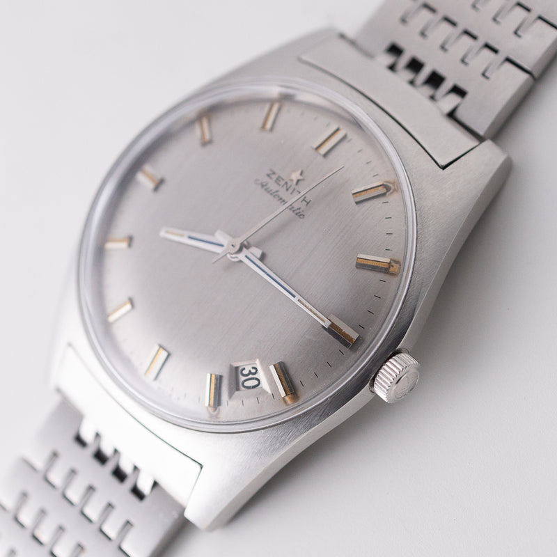 ZENITH Gray Dial Cal.2542 rare Blue Hand