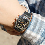 ANGELUS waterploof Micro Pusher Chronograph Black Gilt Dial Cal.215