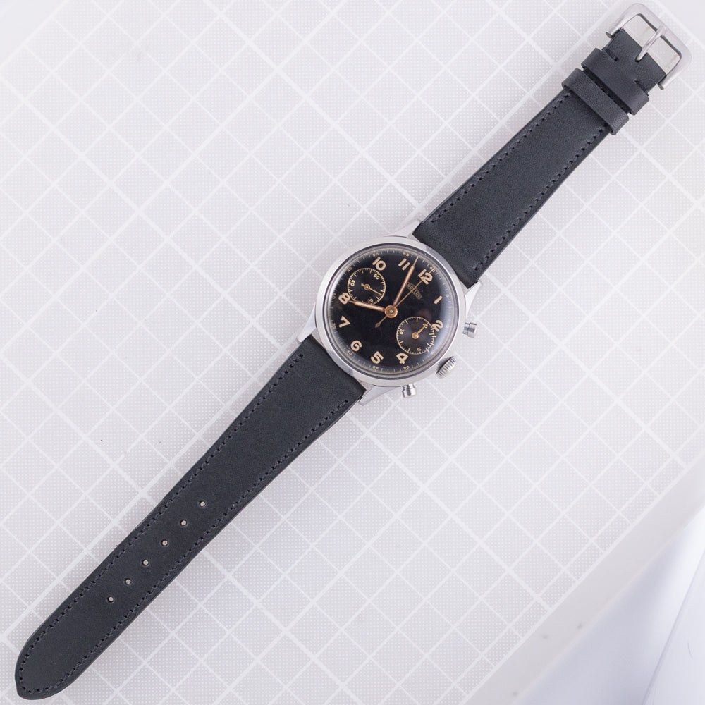 ANGELUS waterploof Micro Pusher Chronograph Black Gilt Dial Cal.215
