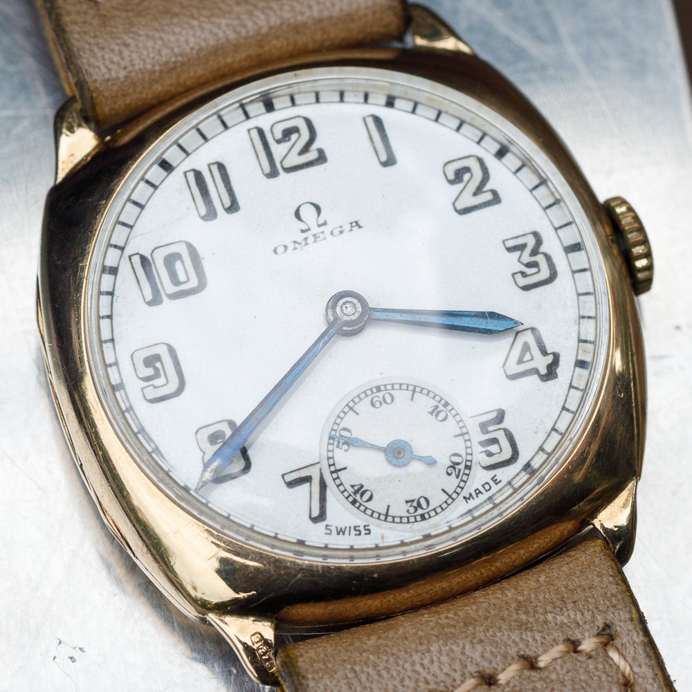 OMEGA NO CRACK Porcelain Dial 9K Yellow Gold DENNISON Ref.12701