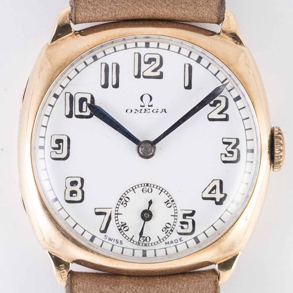 OMEGA NO CRACK Porcelain Dial 9K Yellow Gold DENNISON Ref.12701