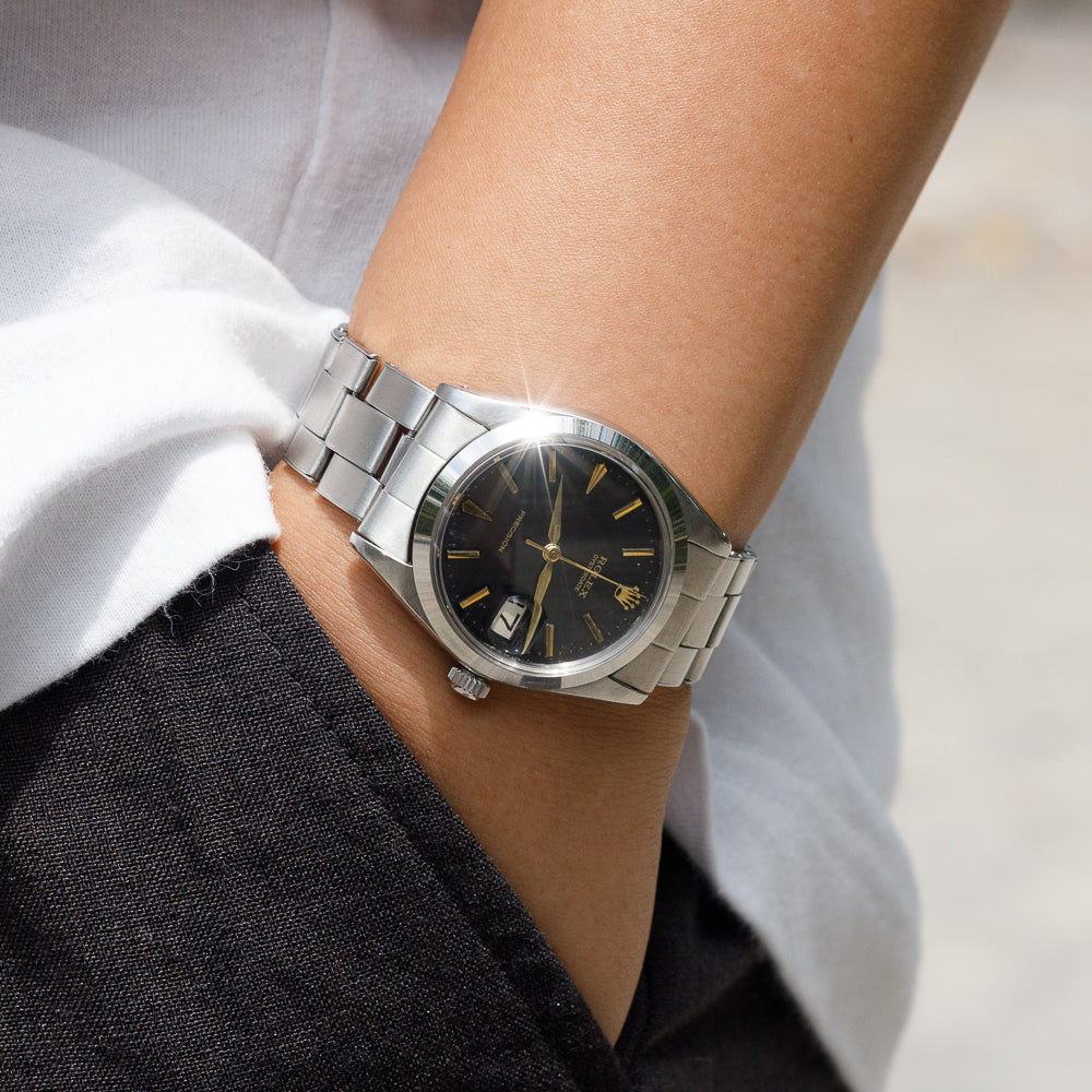 ROLEX OYSTERDATE Black Gilt No Lum Re.6694