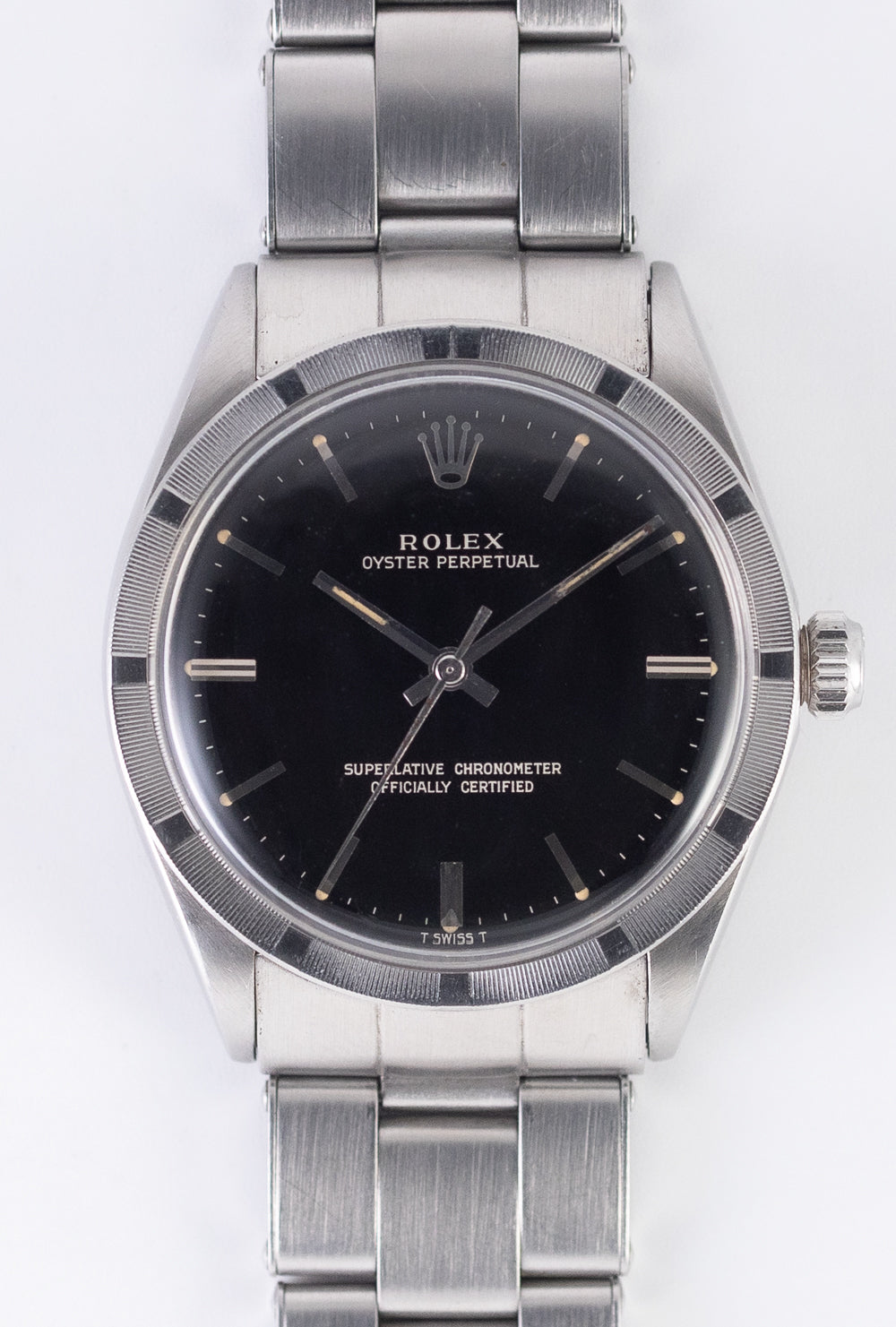 ROLEX OYSTER PERPETUAL Black Gilt Dial  Ref.1007  BOX and Paper