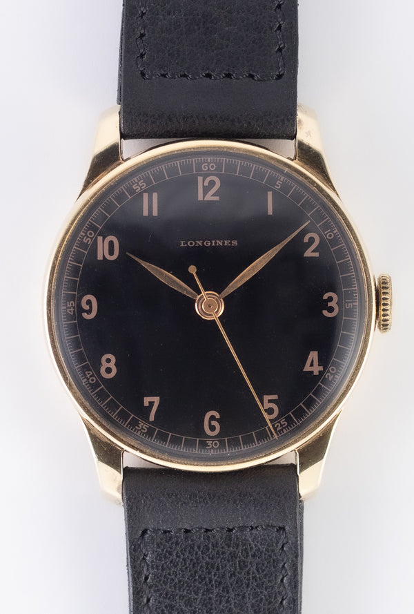 LONGINES Cal.27.0 14K Yellow Gold Black Gilt Dial