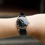 LONGINES Cal.27.0 14K Yellow Gold Black Gilt Dial