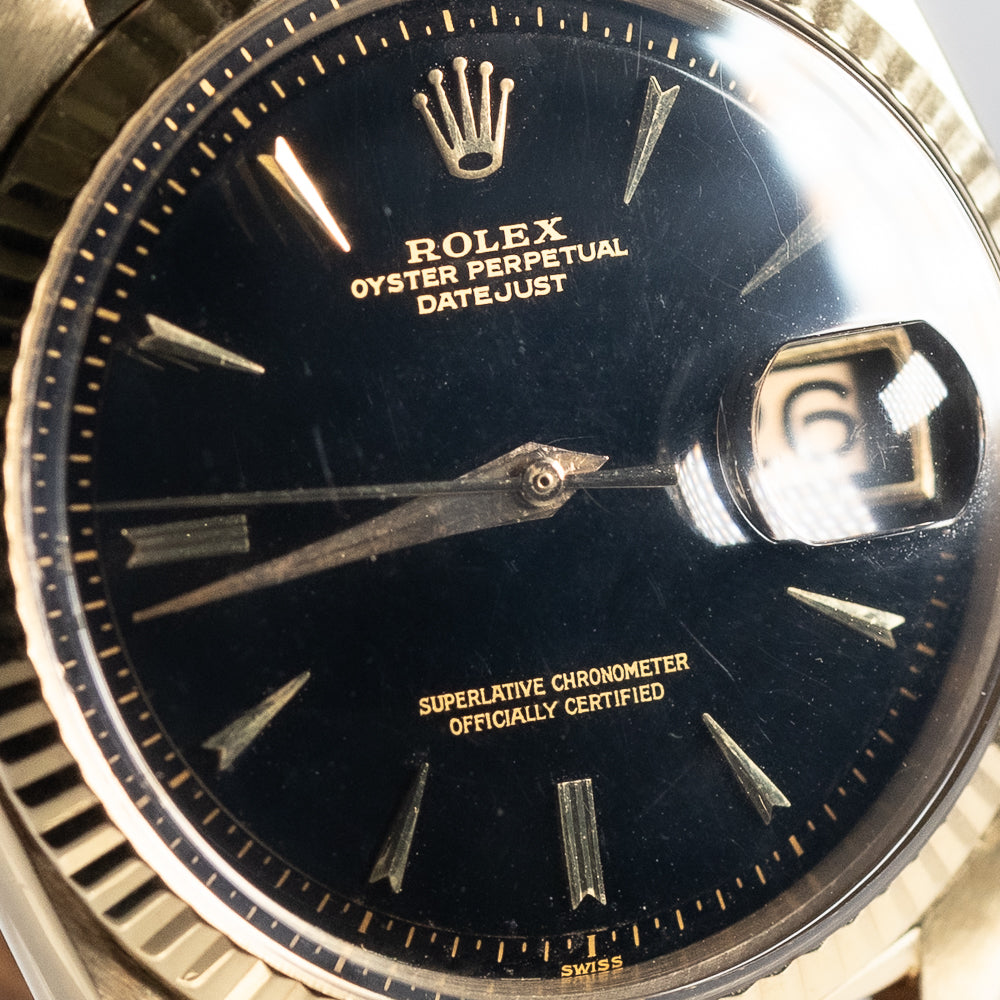 ROLEX DATEJUST 14KYG Black Gilt No lum Ref.1601