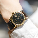 ROLEX DATEJUST 14KYG Black Gilt No lum Ref.1601