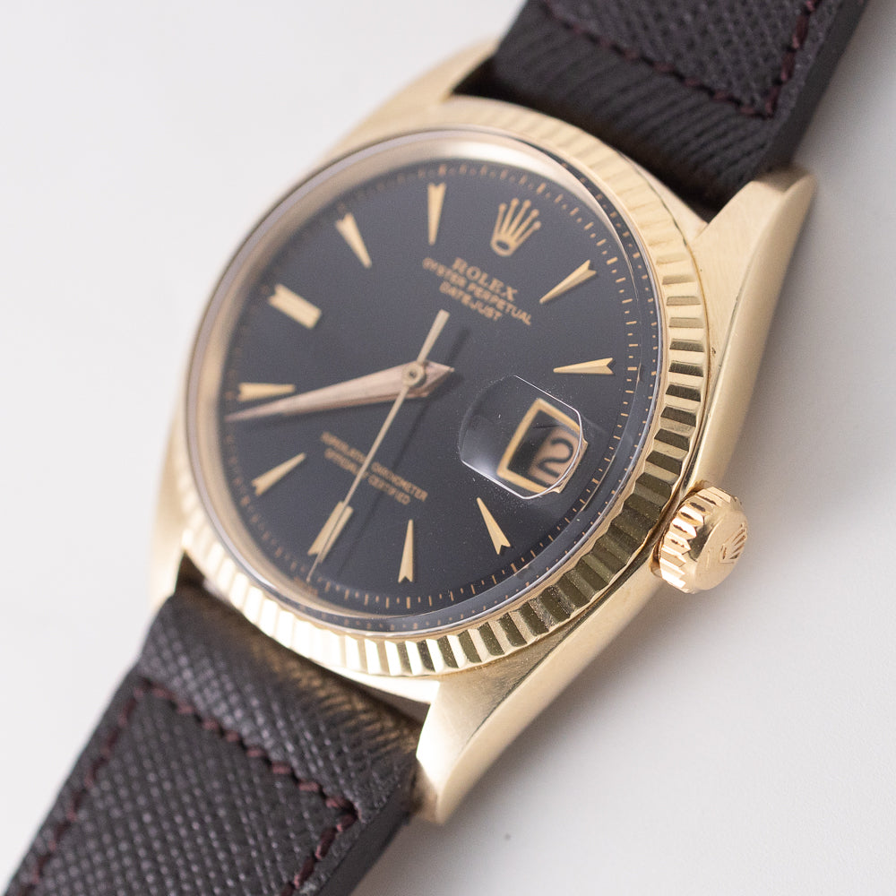 ROLEX DATEJUST 14KYG Black Gilt No lum Ref.1601