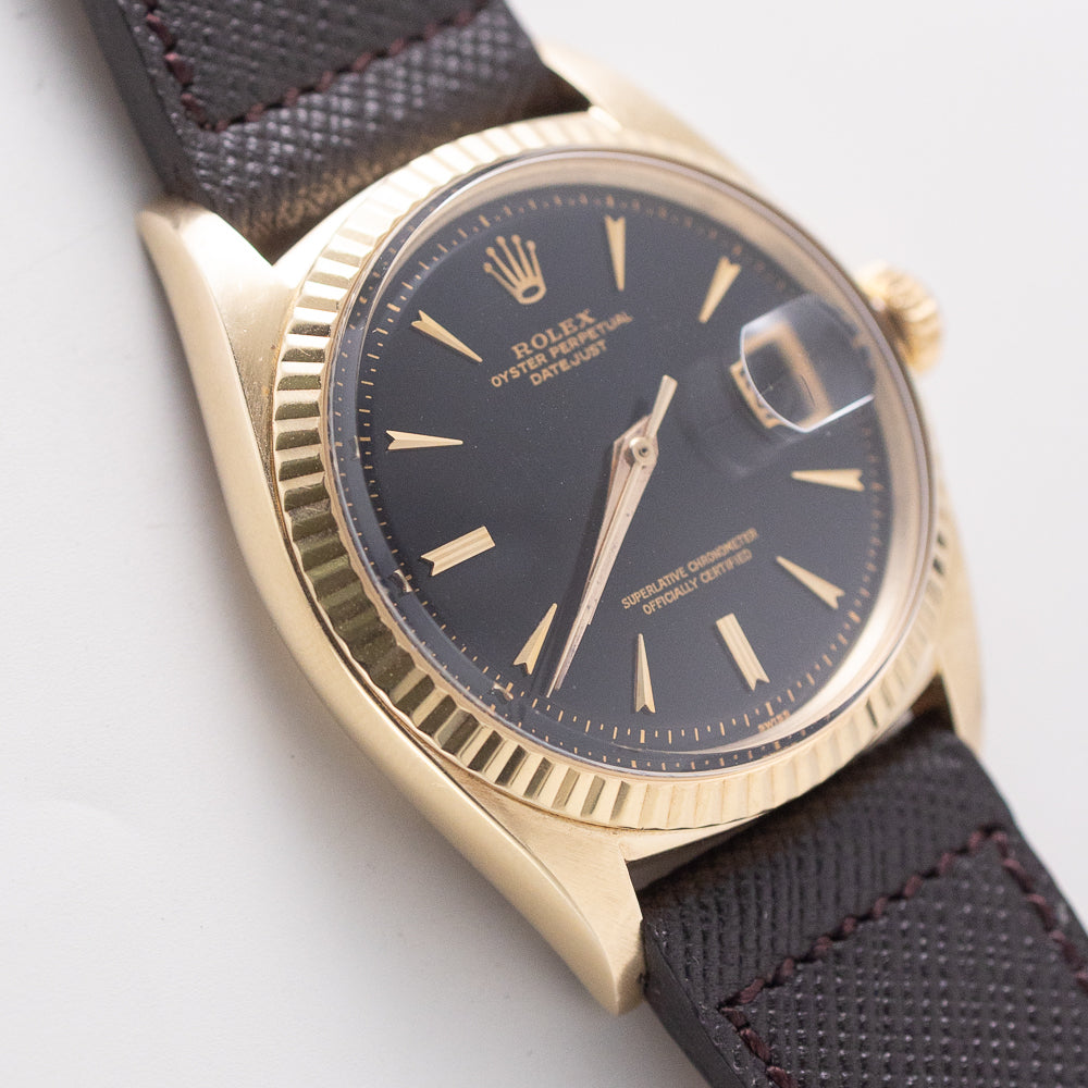ROLEX DATEJUST 14KYG Black Gilt No lum Ref.1601