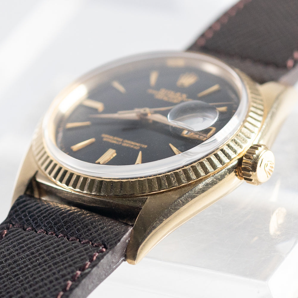 ROLEX DATEJUST 14KYG Black Gilt No lum Ref.1601