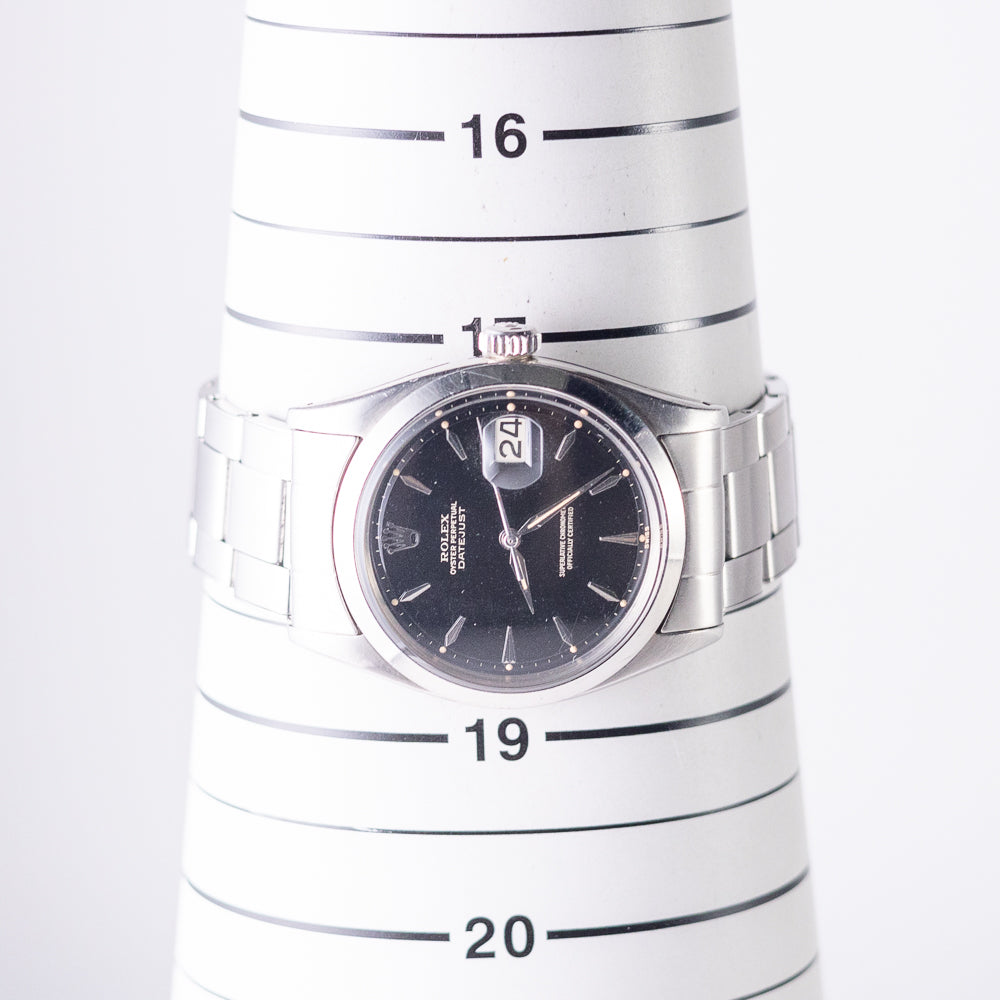 ROLEX DATEJUST Ref.1600 Glossy Black Gilt Dial