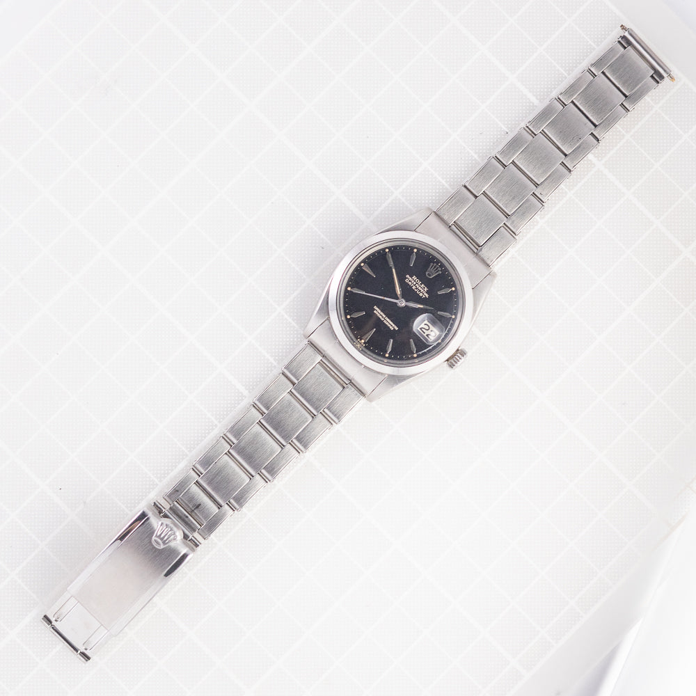 ROLEX DATEJUST Ref.1600 Glossy Black Gilt Dial
