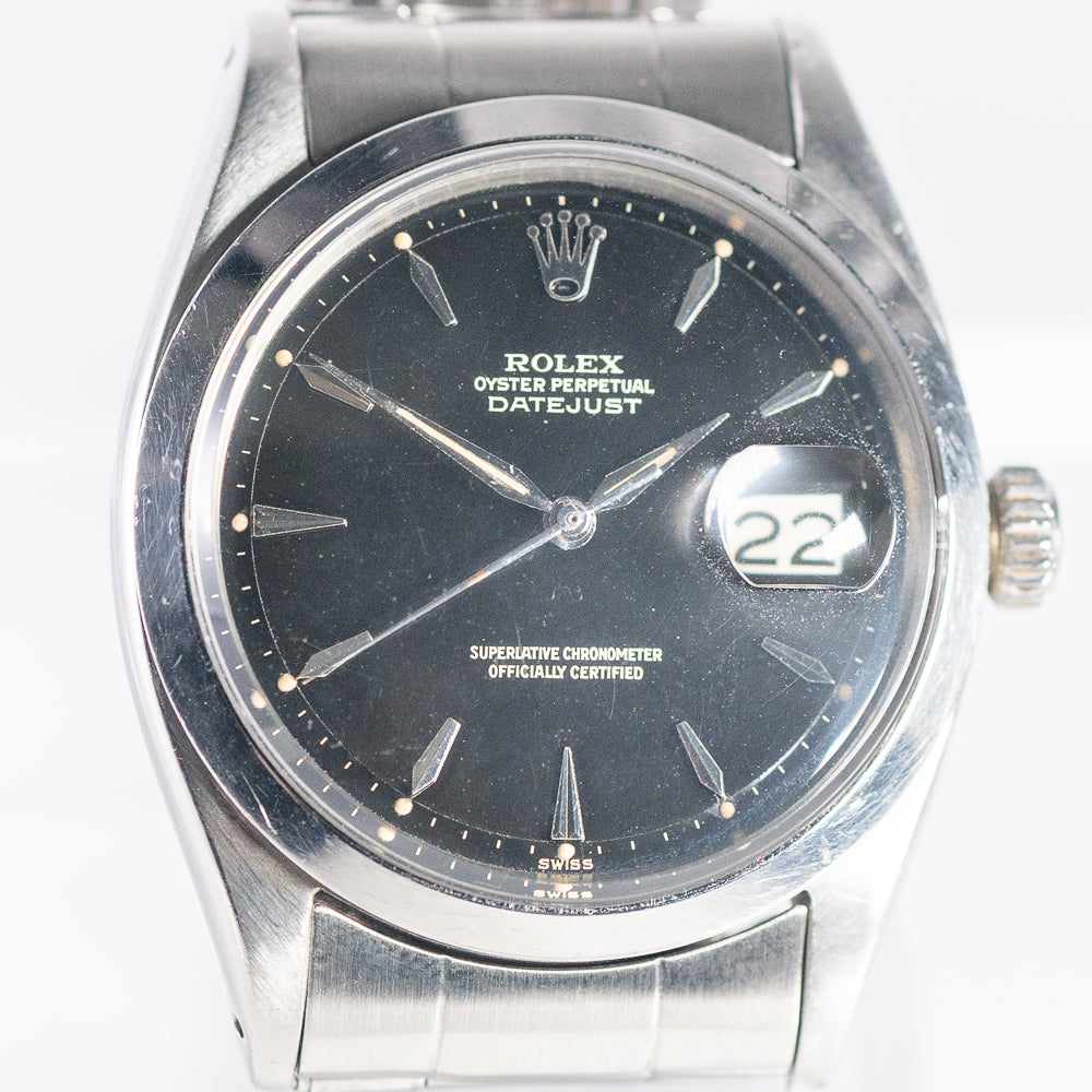 ROLEX DATEJUST Ref.1600 Glossy Black Gilt Dial