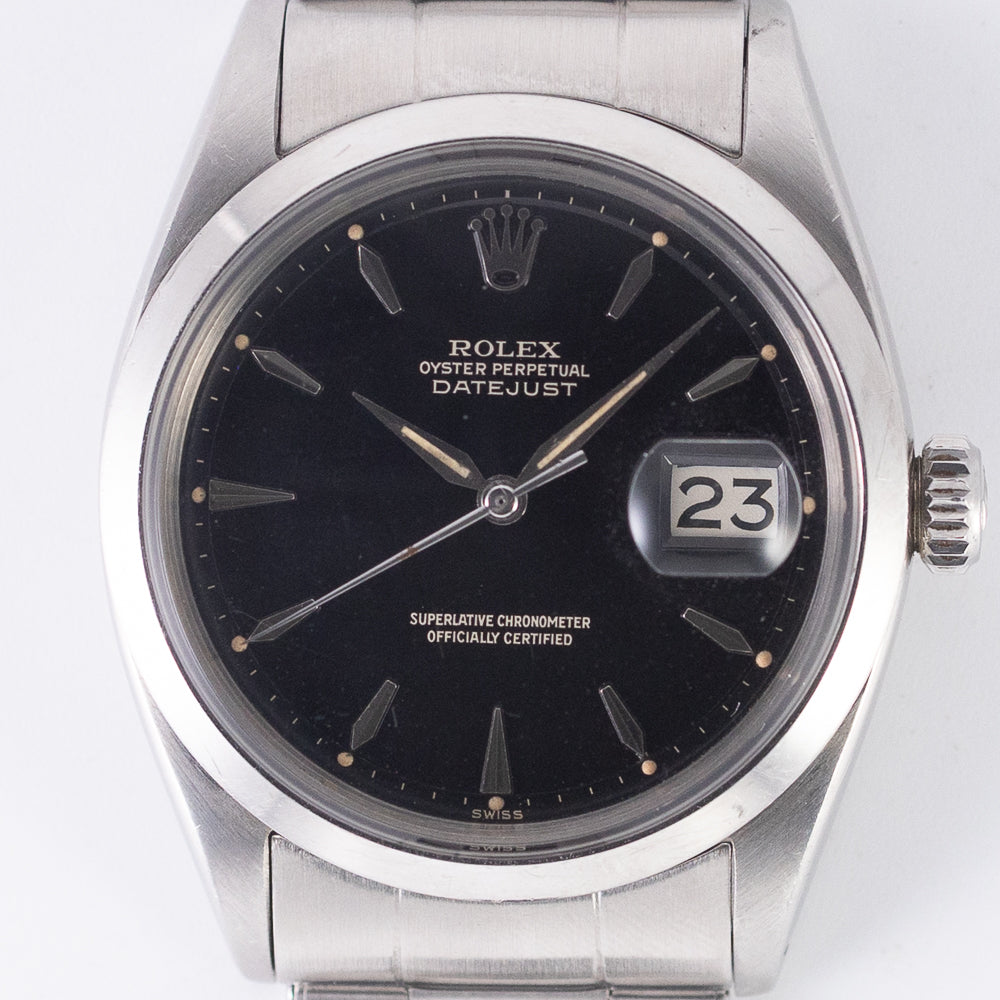 ROLEX DATEJUST Ref.1600 Glossy Black Gilt Dial