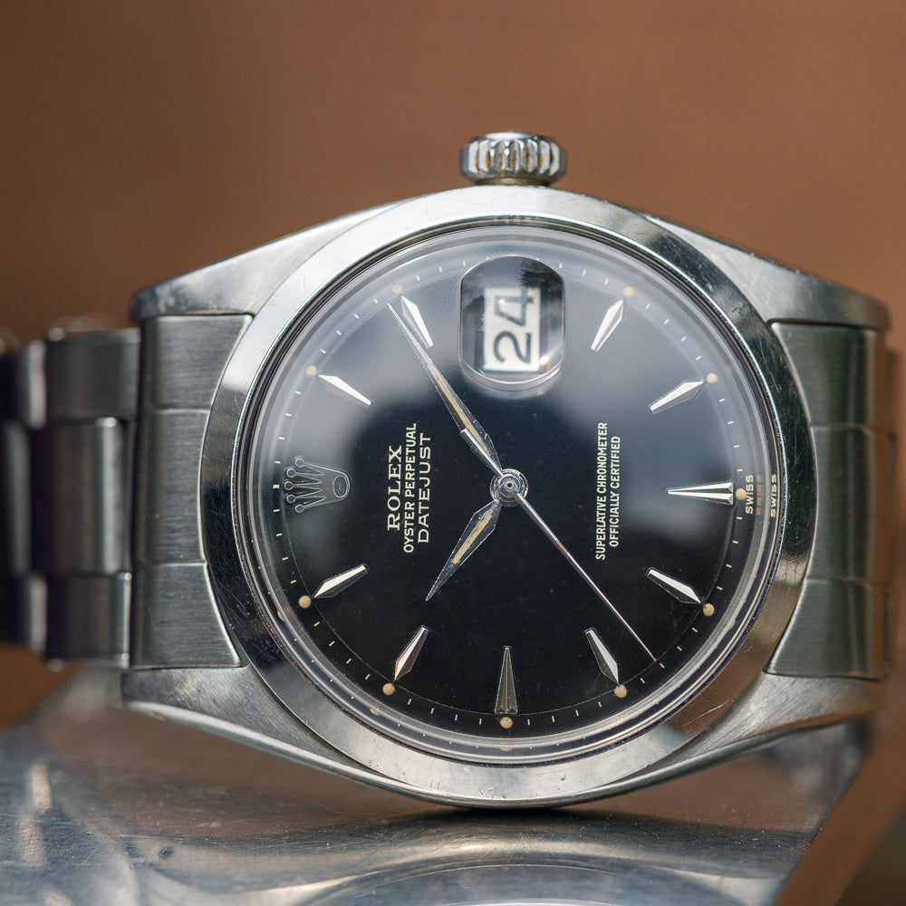 ROLEX DATEJUST Ref.1600 Glossy Black Gilt Dial