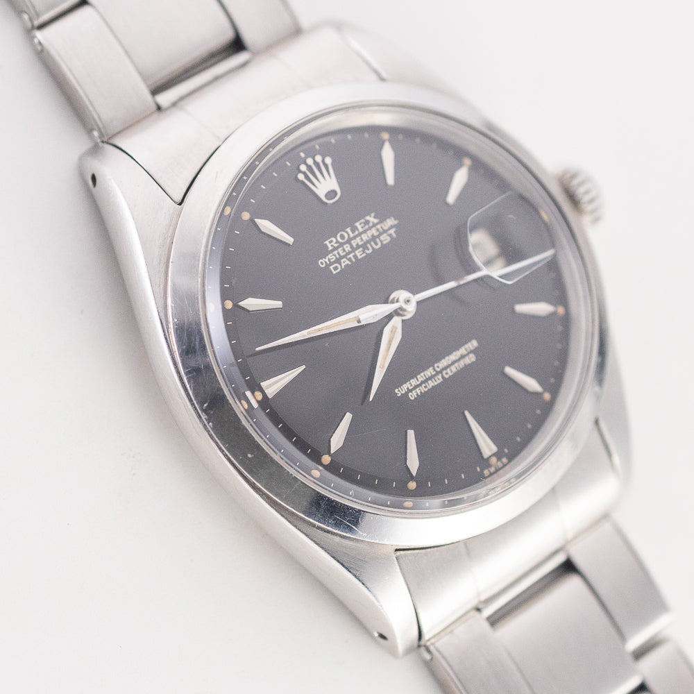 ROLEX DATEJUST Ref.1600 Glossy Black Gilt Dial