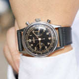 ANGELUS waterploof Chronograph Black Gilt Dial Cal.215