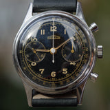 ANGELUS waterploof Chronograph Black Gilt Dial Cal.215