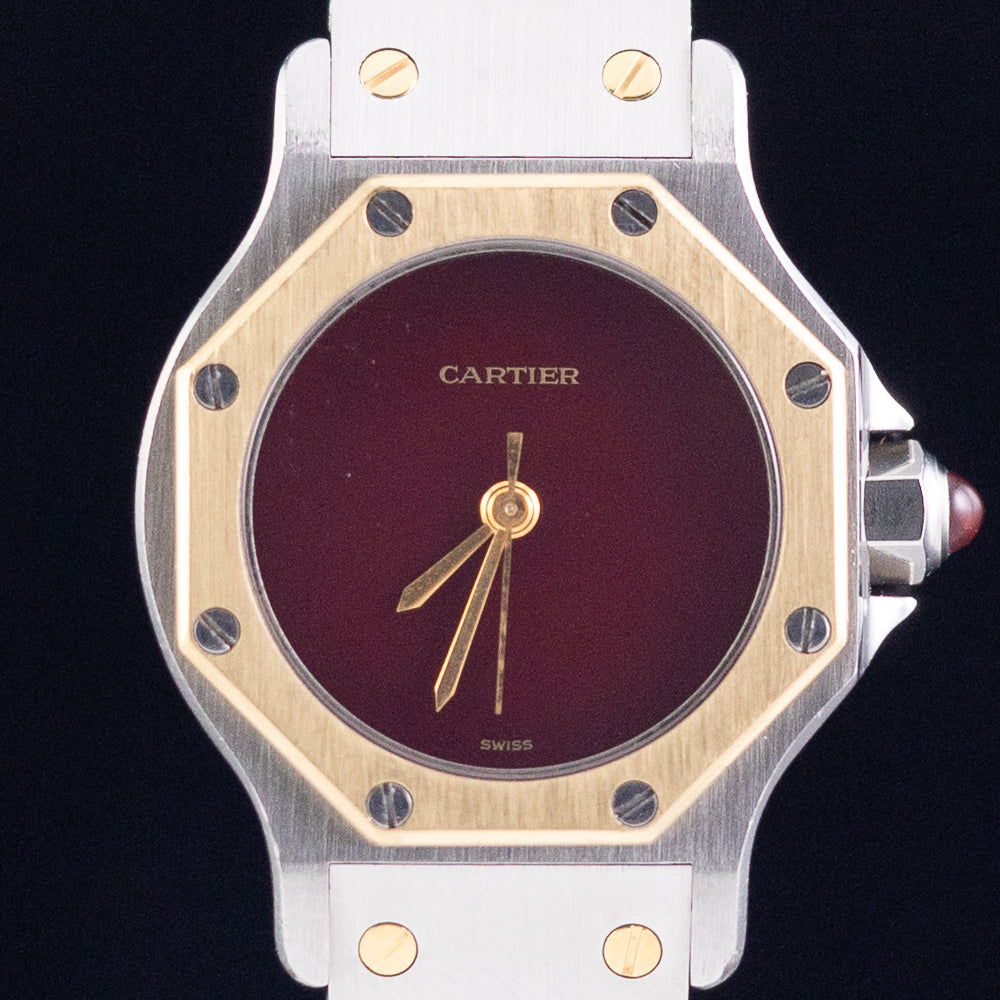 CARTIER SM SANTOS OCTAGON Ref.0907 Burgundy Automatic BOX
