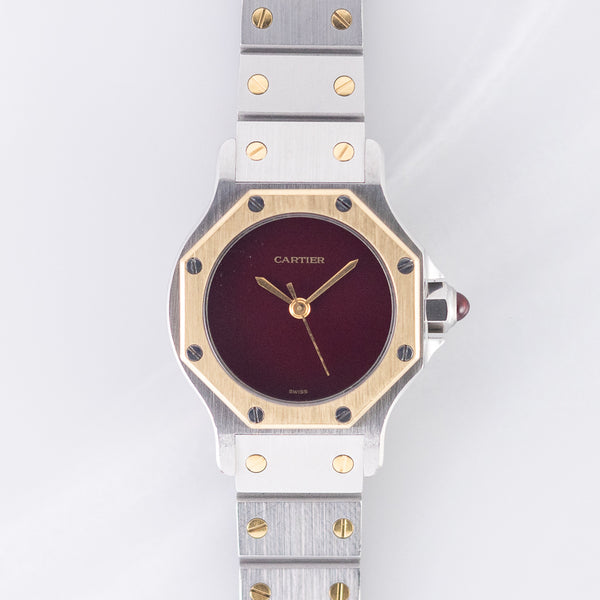 CARTIER SM SANTOS OCTAGON Ref.0907 Burgundy Automatic BOX