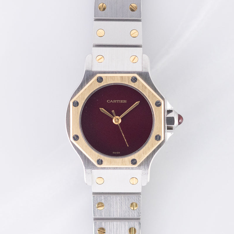 CARTIER SM SANTOS OCTAGON Ref.0907 Burgundy Automatic BOX