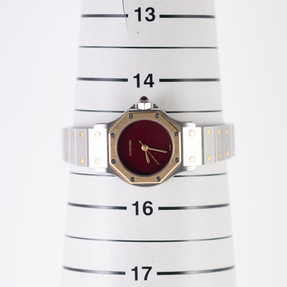 CARTIER SM SANTOS OCTAGON Ref.0907 Burgundy Automatic BOX