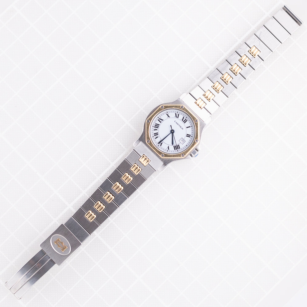 CARTIER LM SANTOS OCTAGON Automatic Ref.2966 Godron Bracelet