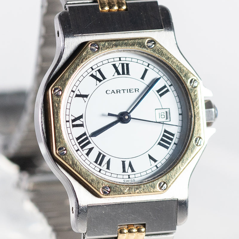 CARTIER LM SANTOS OCTAGON Automatic Ref.2966 Godron Bracelet