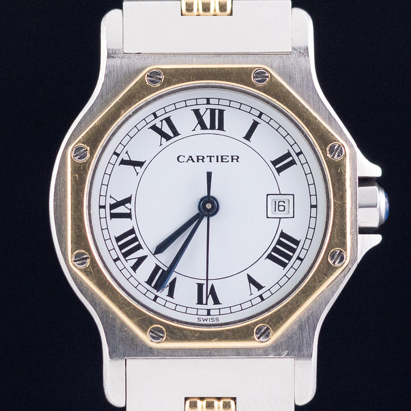 CARTIER LM SANTOS OCTAGON Automatic Ref.2966 Godron Bracelet
